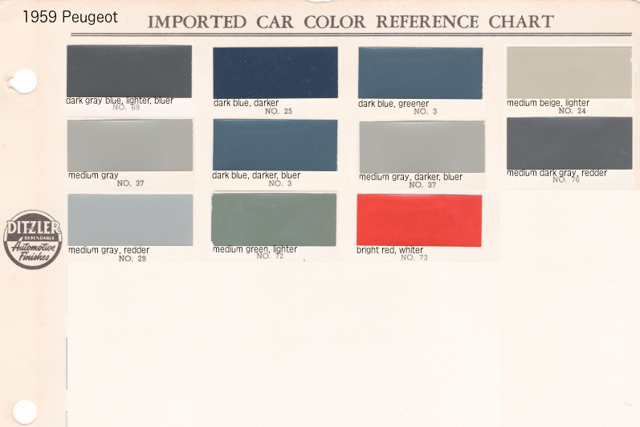 Peugeot color chart